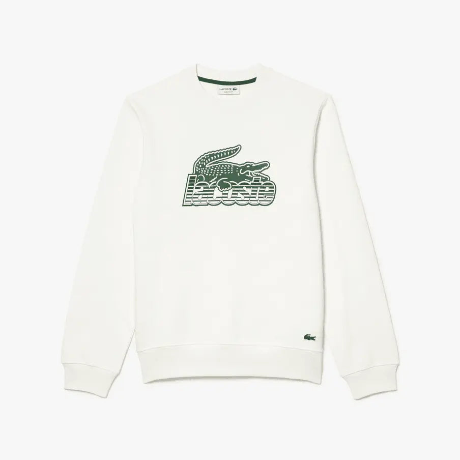 Lacoste Men’s Round Neck Unbrushed Fleece Sweatshirt - White 70V - BLVD