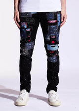 Men's Embellish Silas Black Patchwork Denim - BLVD