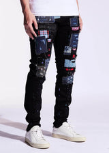 Men's Embellish Silas Black Patchwork Denim - BLVD