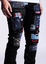 Men's Embellish Silas Black Patchwork Denim - BLVD