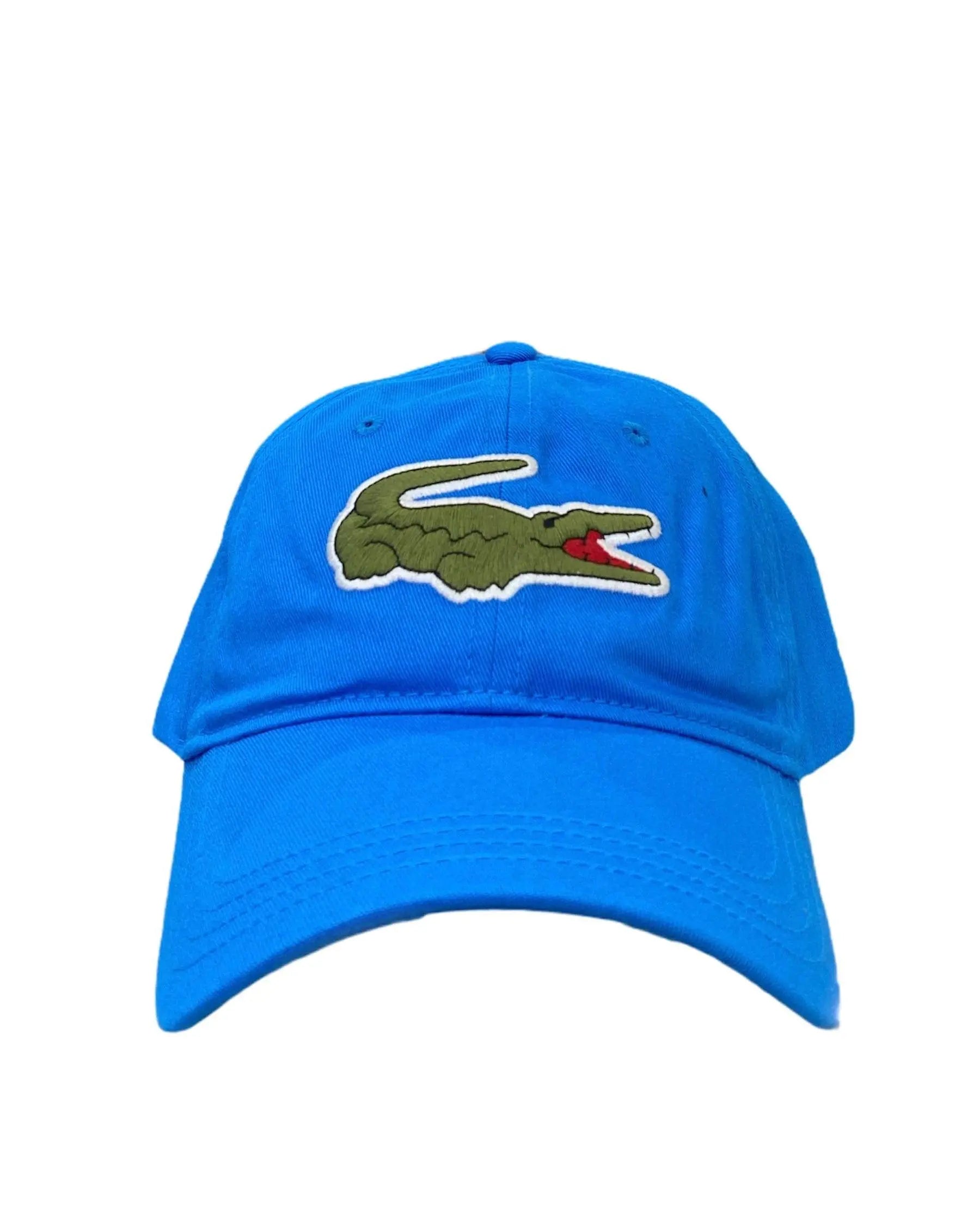Men's Lacoste Contrast Strap And Oversized Crocodile Cotton Cap Blue Ptv - BLVD