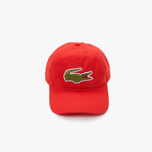 Men's Lacoste Contrast Strap And Oversized Crocodile Cotton Cap Inf Red F8M - BLVD