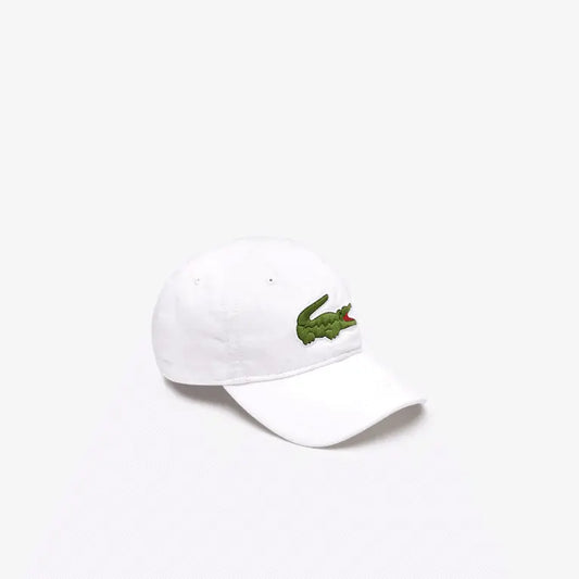 Men's Lacoste Contrast Strap And Oversized Crocodile Cotton Cap White - BLVD