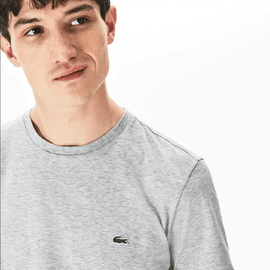 Men’s Lacoste Crewneck Pima Cotton Jersey T-shirt - Silver Chine CCA - BLVD