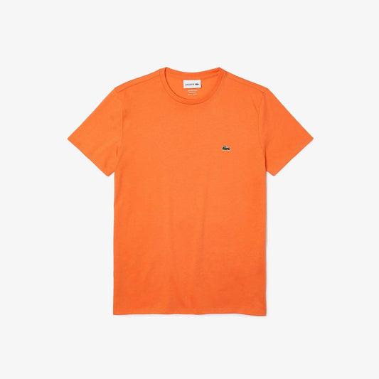 Men’s Lacoste Crewneck Pima Cotton Jersey T-shirt Orange Npb - BLVD