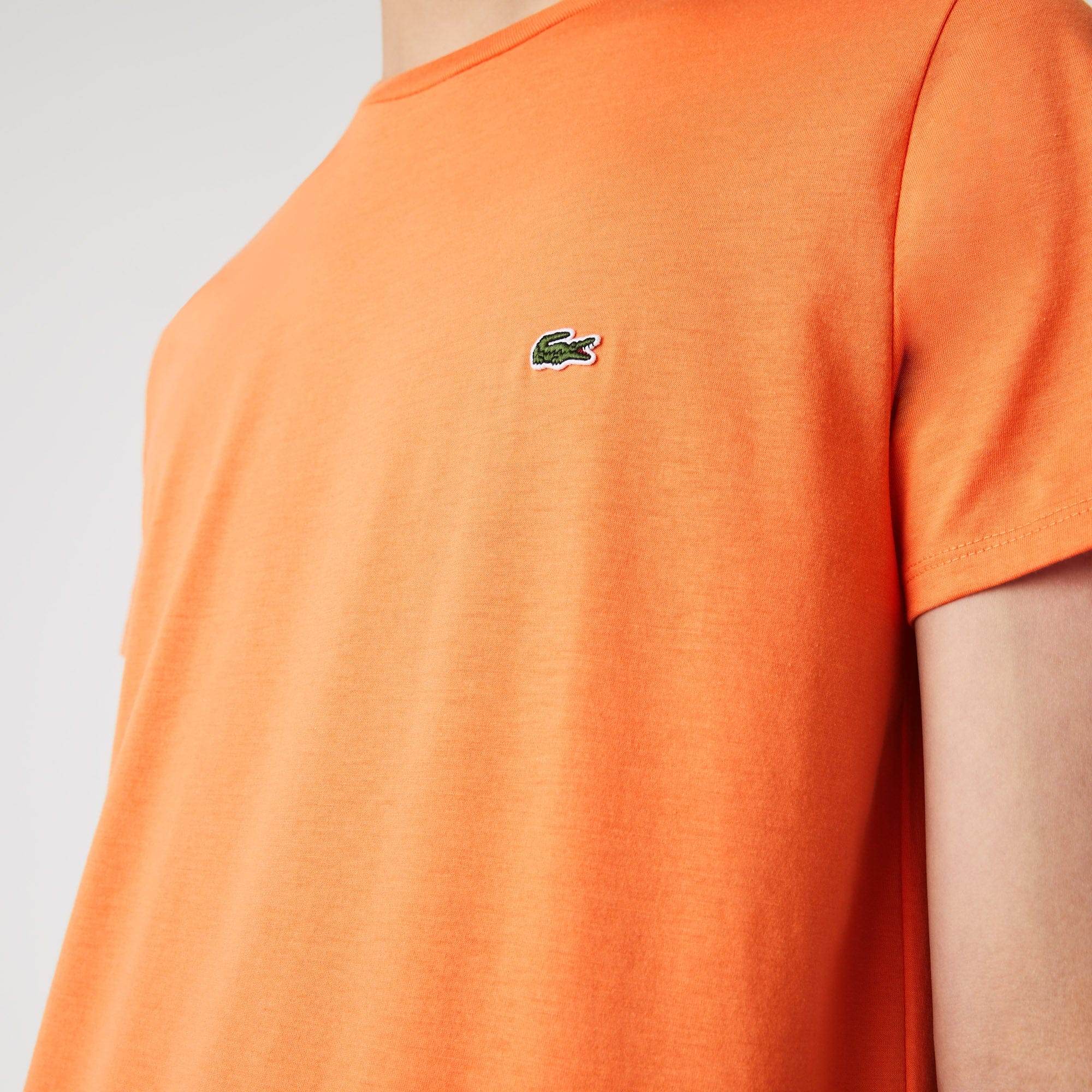 Men’s Lacoste Crewneck Pima Cotton Jersey T-shirt Orange Npb - BLVD
