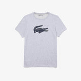 Men's Lacoste Sport 3d Print Crocodile Breathable Jersey T-shirt Grey Navy Mnc - BLVD