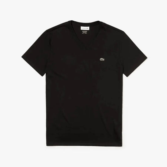 Men’s Lacoste V-neck Pima Cotton Jersey T-shirt Black 031 22 - BLVD