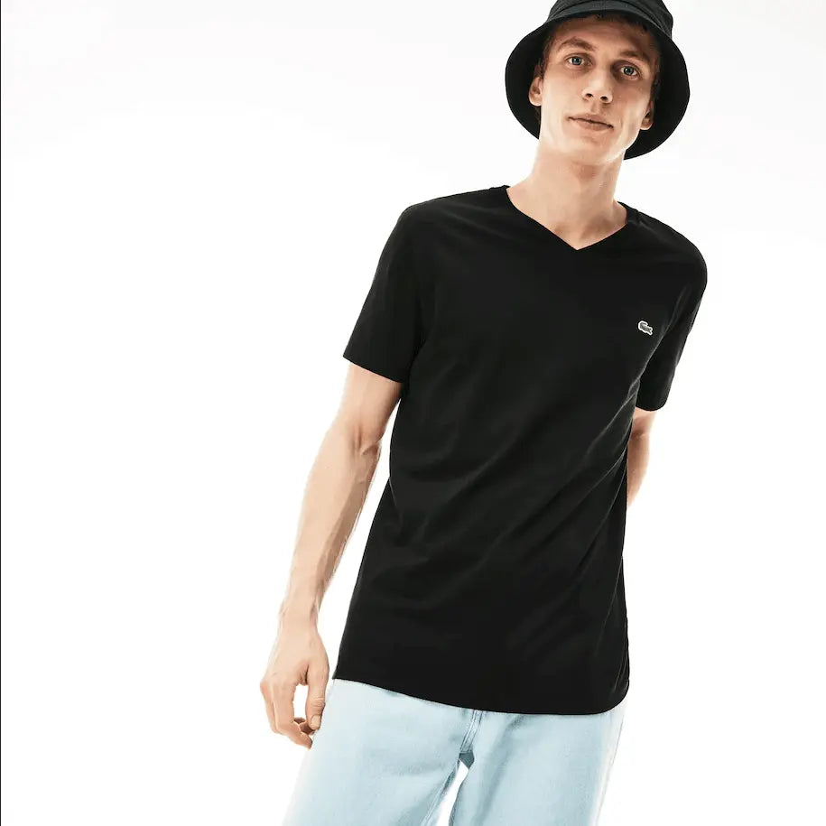 Men’s Lacoste V-neck Pima Cotton Jersey T-shirt Black 031 22 - BLVD