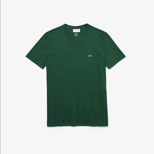 Men’s Lacoste V-neck Pima Cotton Jersey T-shirt Green 132 - BLVD