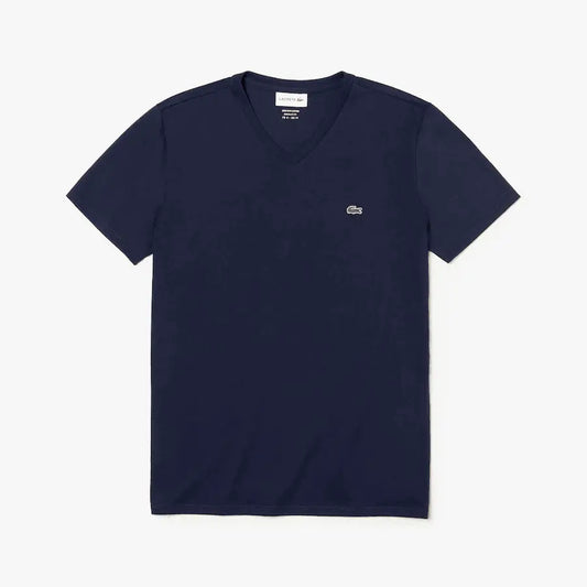 Men’s Lacoste V-neck Pima Cotton Jersey T-shirt Navy 166 - BLVD