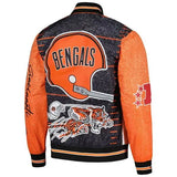 Mitchell & Ness Burst Warm Up Jacket Cincinnati Bengals - White Orange Black - BLVD