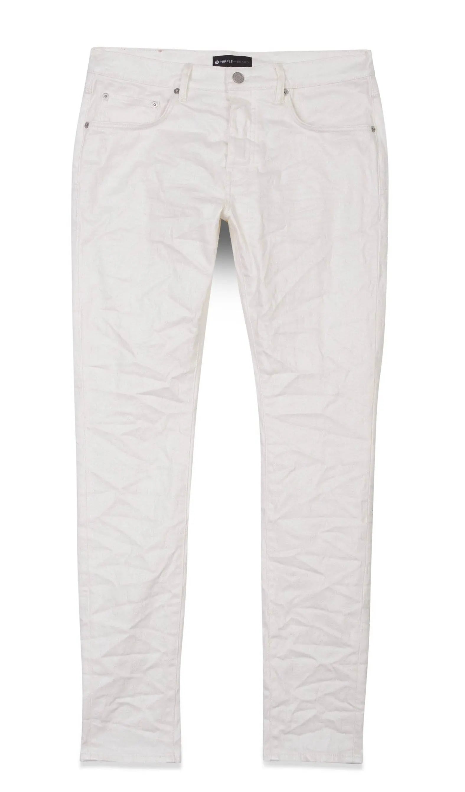 Purple Brand Jeans P001 Low Rise Skinny Jean - White Film Monogram