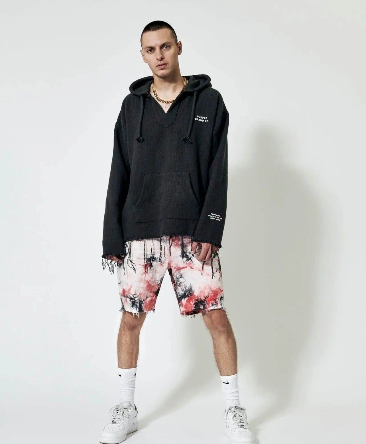 Purple Brand Red Black Tiedye Jacquard Monogram Shorts P020-rbjs222 - BLVD