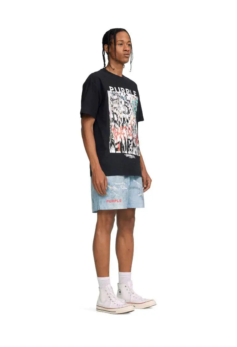 Purple Brand P504 All-around Short Water Print Light Indigo - P504-PIDD223 - BLVD