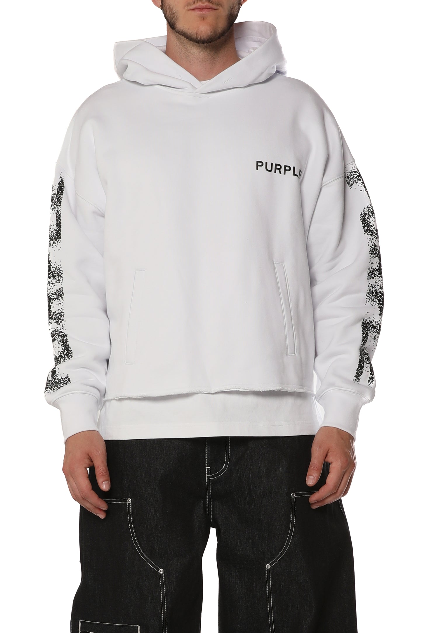 Purple Brand - Heavyweight Cropped Hoodie - White - M4104-HWSQ226
