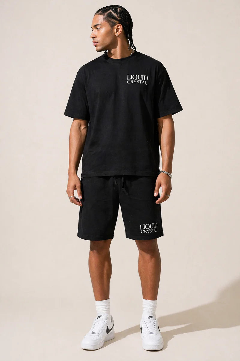 Liquid Crystal - Silicon Logo Men Short Set - Black