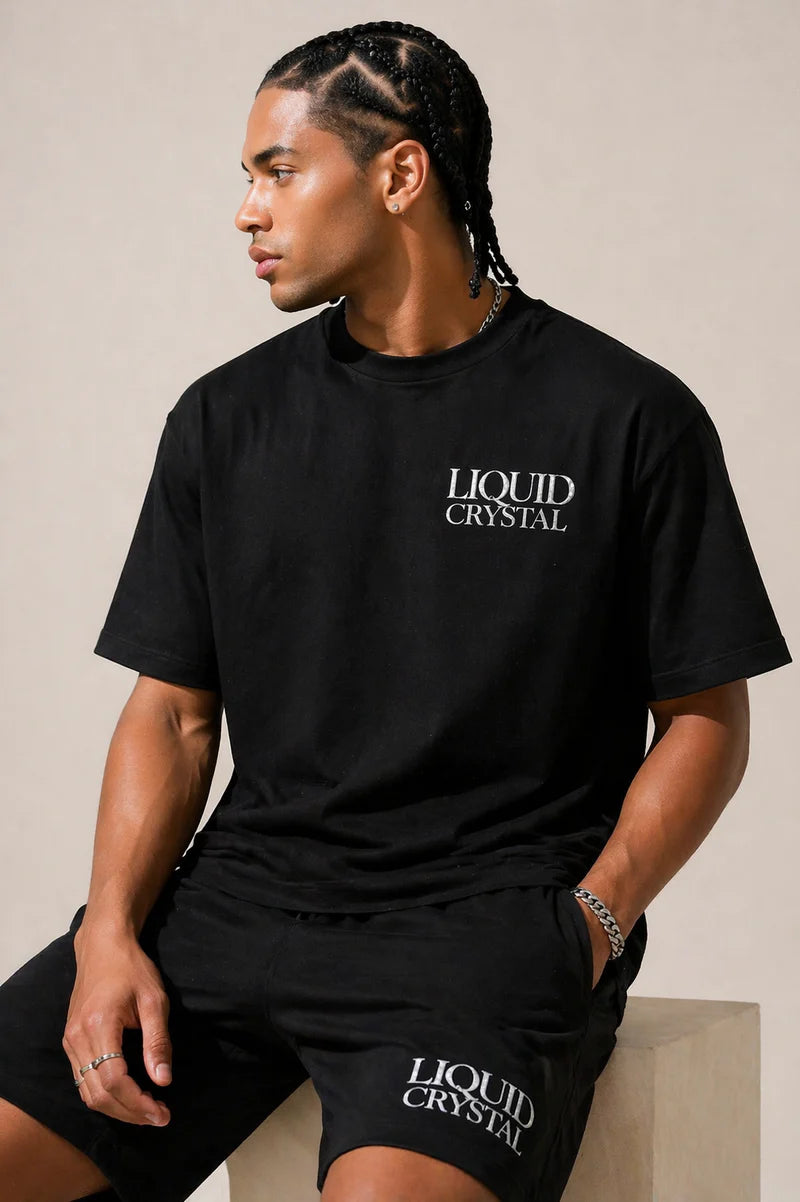Liquid Crystal - Silicon Logo Men Short Set - Black