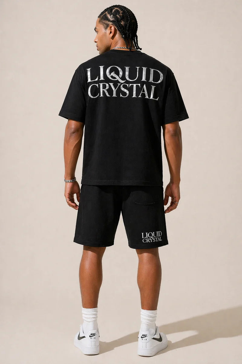Liquid Crystal - Silicon Logo Men Short Set - Black