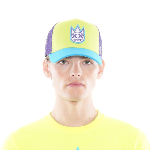 Cult Of Individuality Clean Logo Mesh Back Trucker Curved Visor In Highlighter Yellow