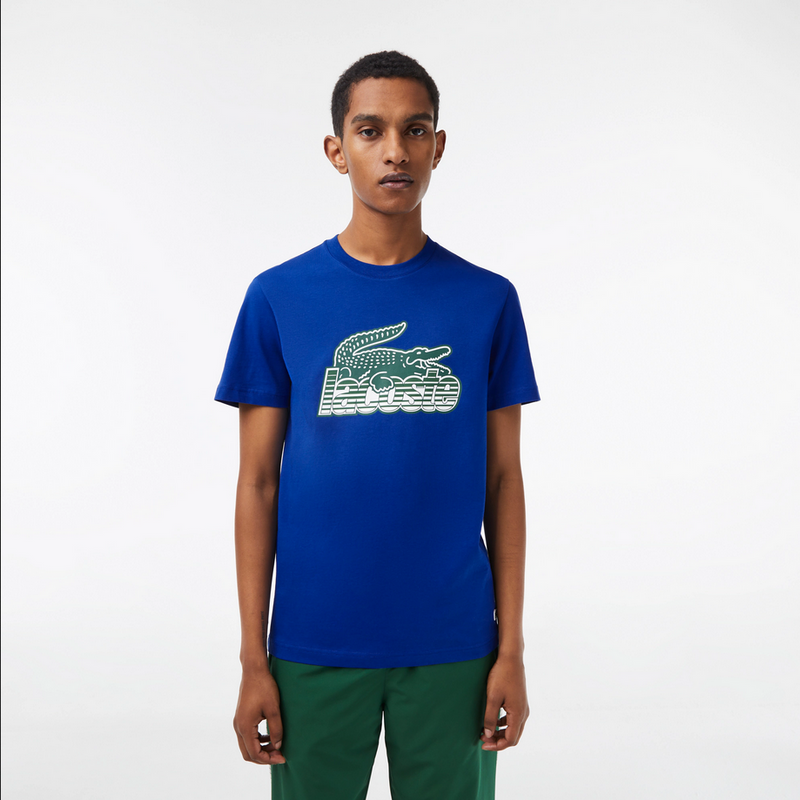 Lacoste Men’s Cotton Jersey Print T-Shirt - Blue JQ0