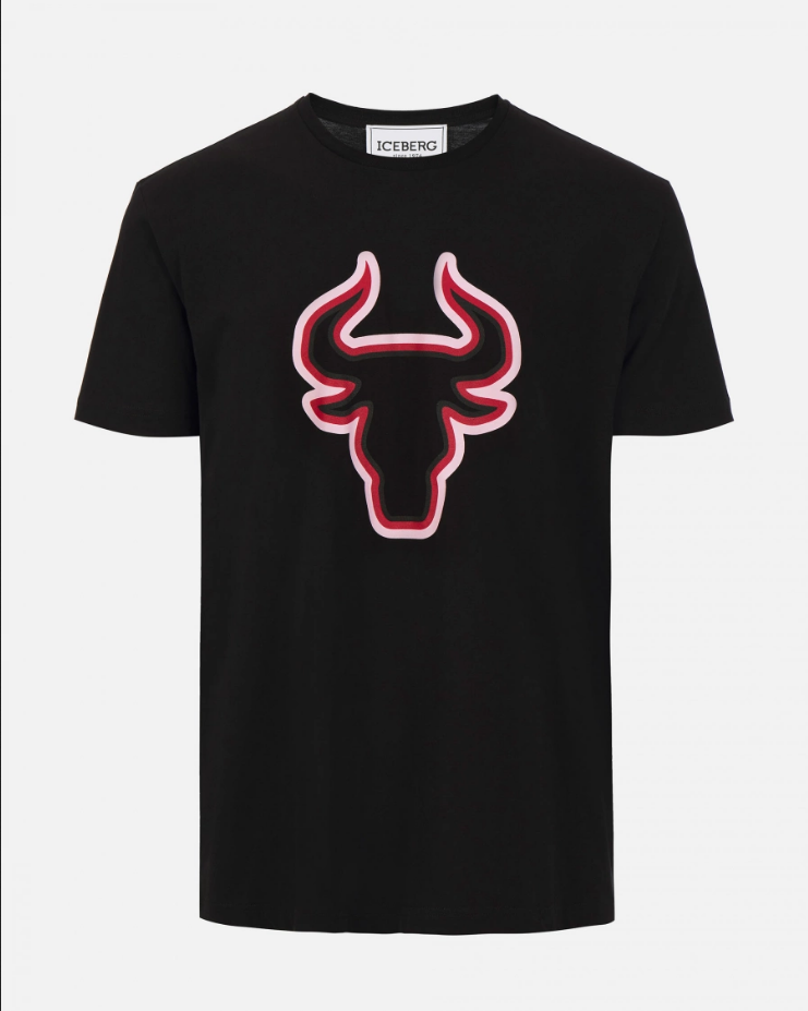 Black Iceberg T-shirt With Bull's Head Graphic - BLVD