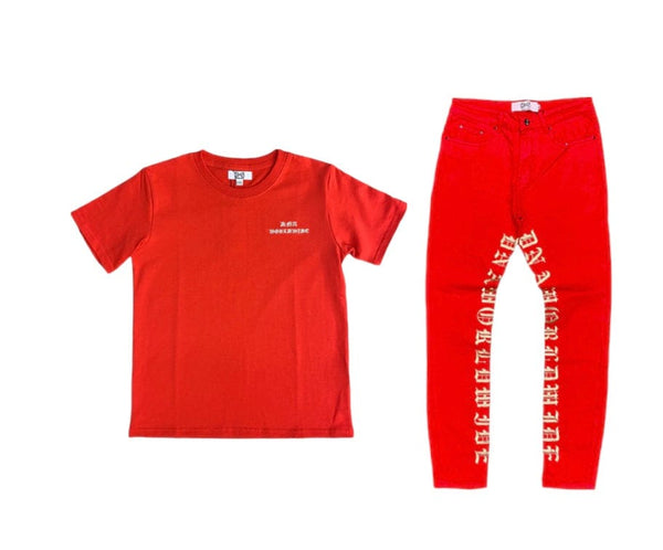 DNA Kids World Wide Red Tee & Red Jeans Set kids set by DNA | BLVD