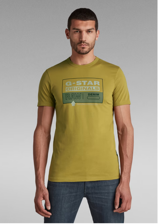 G-Star Color Block Originals Slim T-Shirt Gold Olive MEN Tees by G-Star | BLVD