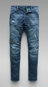 G-star Men 5620 3d Zip Knee Skinny Jeans Faded Ripped Baltic Sea - BLVD