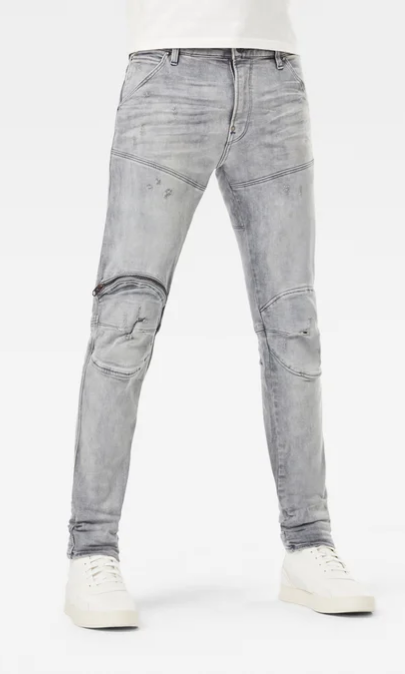 G-star Men 5620 3d Zip Knee Skinny Jeans Vintage Oreon Grey Destroyed - BLVD