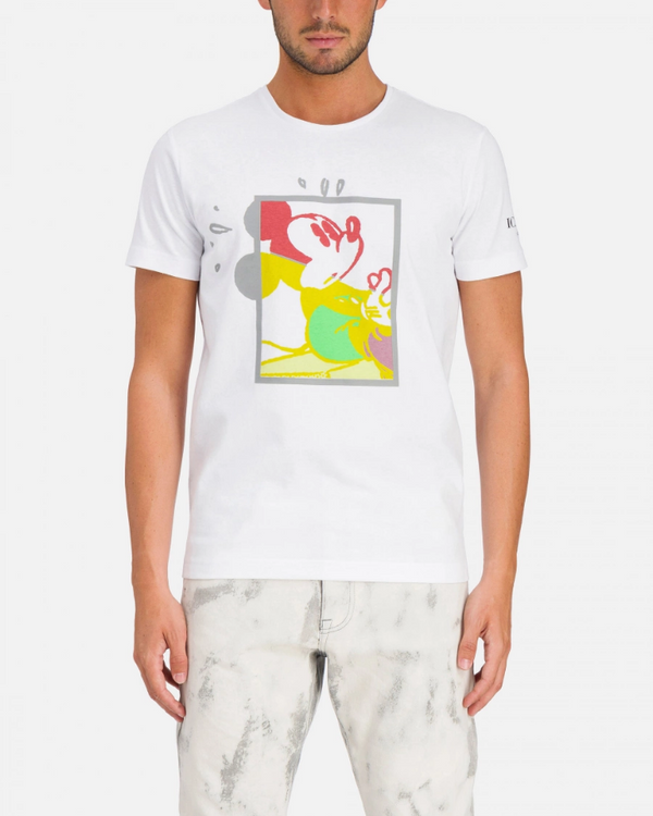 Iceberg Men T-shirt with multicolor Mickey Mouse square White - BLVD