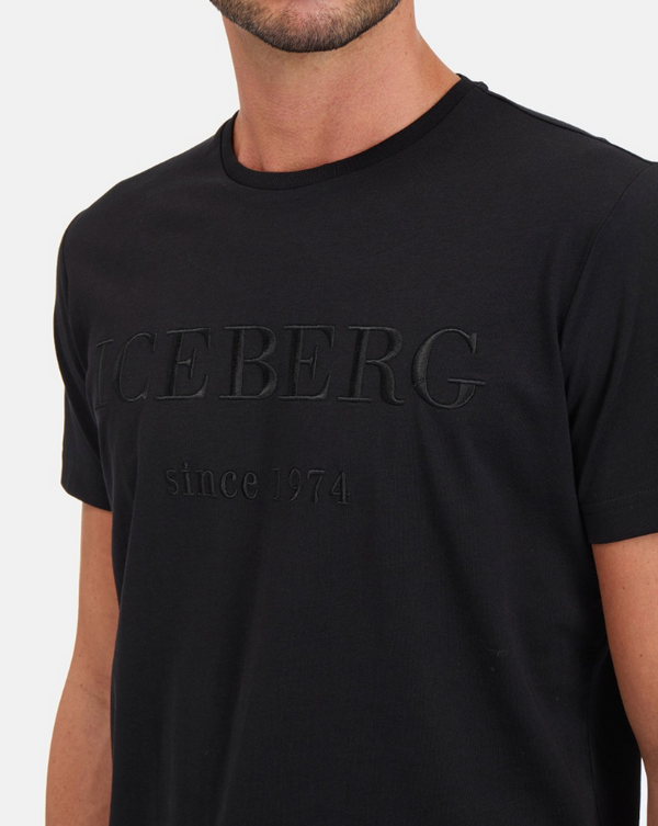 Iceberg Men's Black T-shirt With Satin-stitch "Iceberg Since 1974" Logo On The Front MEN Tees by ICEBERG | BLVD