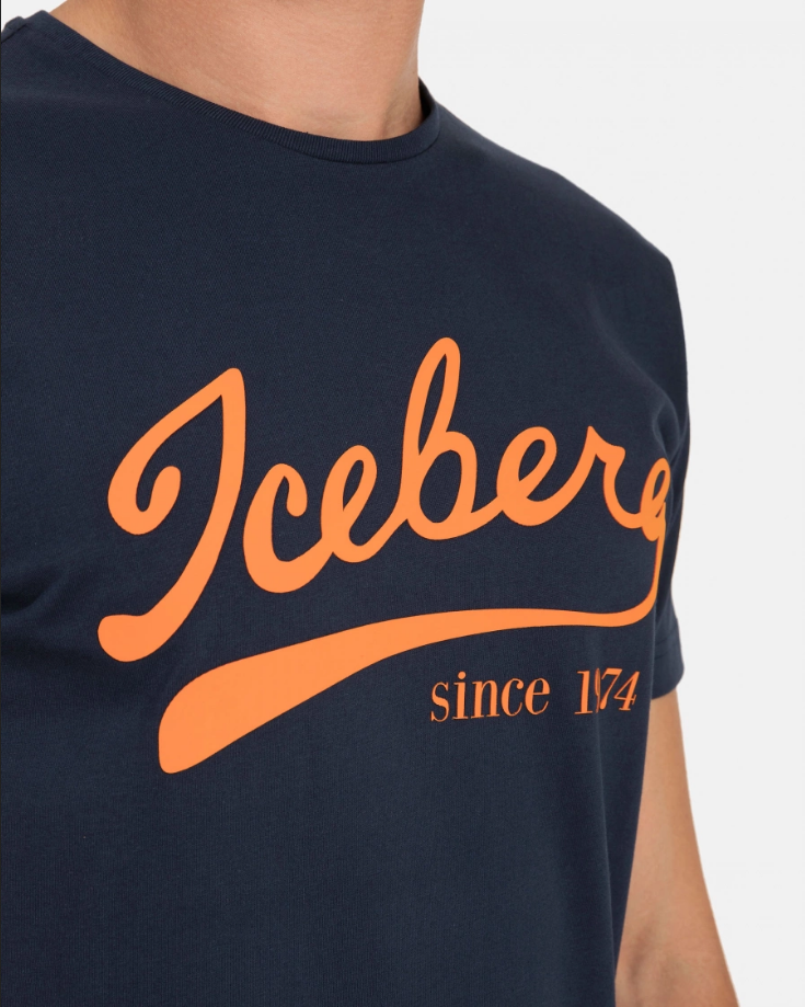 Iceberg Men's Blue Baseball Logo T-shirt Navy Blue Orange MEN Tees by ICEBERG | BLVD