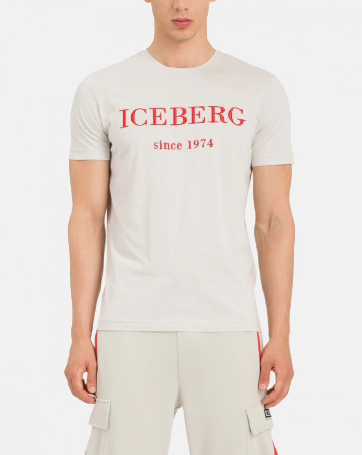 Iceberg Men's Heritage Logo Grey T-shirt Grey Red MEN Tees by ICEBERG | BLVD