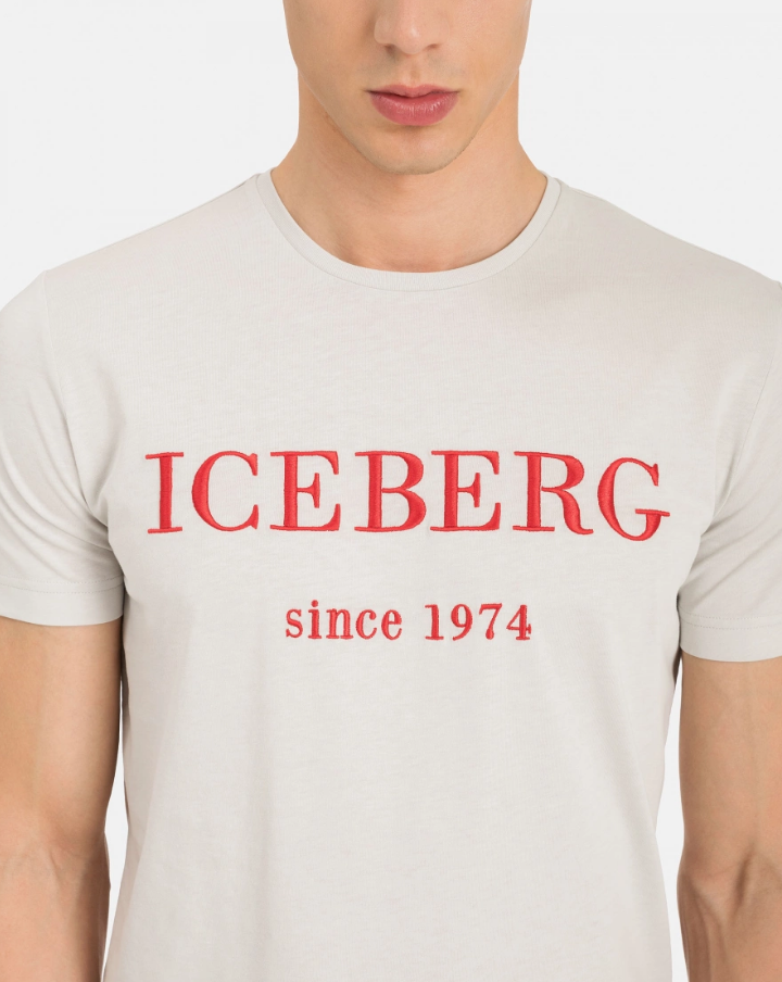 Iceberg Men's Heritage Logo Grey T-shirt Grey Red MEN Tees by ICEBERG | BLVD