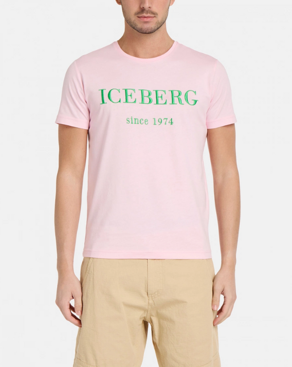 Iceberg Men's Heritage Logo Pink T-shirt Pink Green MEN Tees by ICEBERG | BLVD