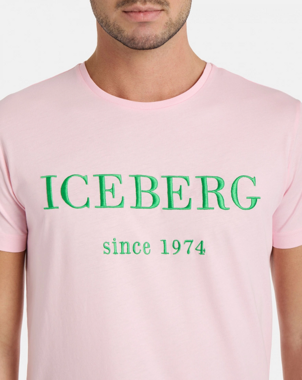 Iceberg Men's Heritage Logo Pink T-shirt Pink Green MEN Tees by ICEBERG | BLVD