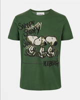 Iceberg Men's Short Sleeve Military Green T-shirt With Snoopy Graphics - BLVD