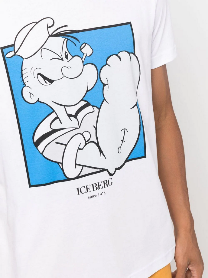 Iceberg X Popeye Men's T-shirt White Blue MEN Tees by ICEBERG | BLVD