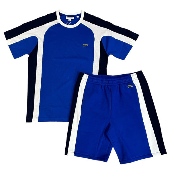 Lacoste Colorblock Cotton Jersey T-Shirt & Shorts Set - Royal Blue White