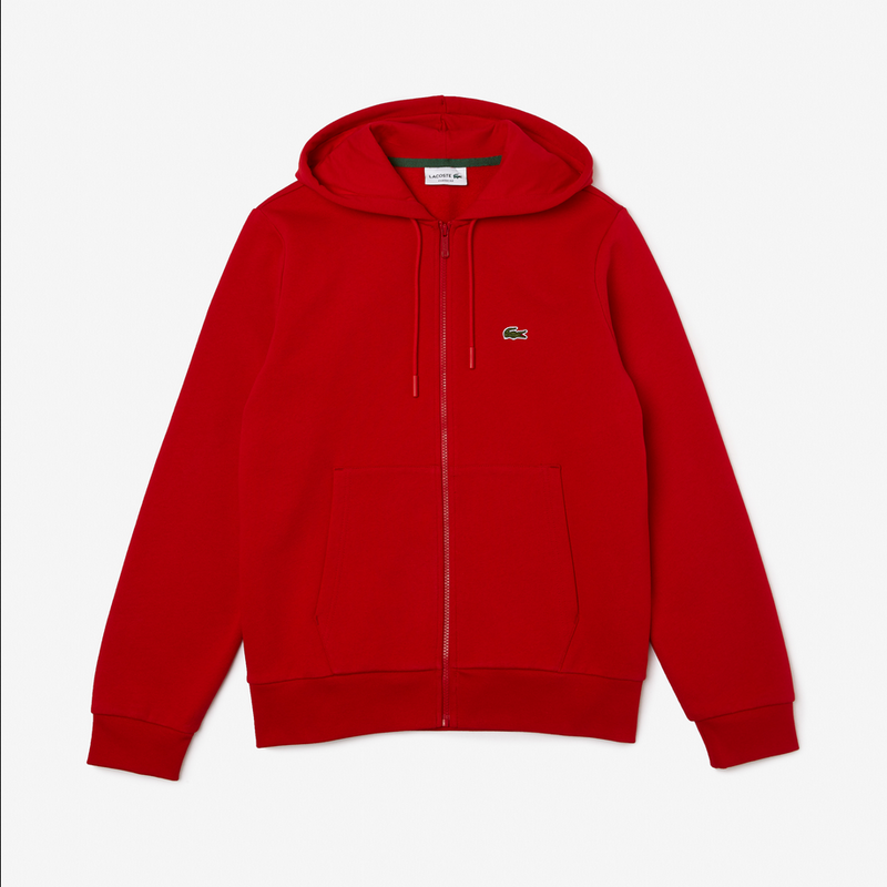 Lacoste Men’s Kangaroo Pocket Color-Block Sweatshirt Hoodie & Tapered Fit Fleece Trackpants Set Red 240 men tracksuit by Lacoste | BLVD