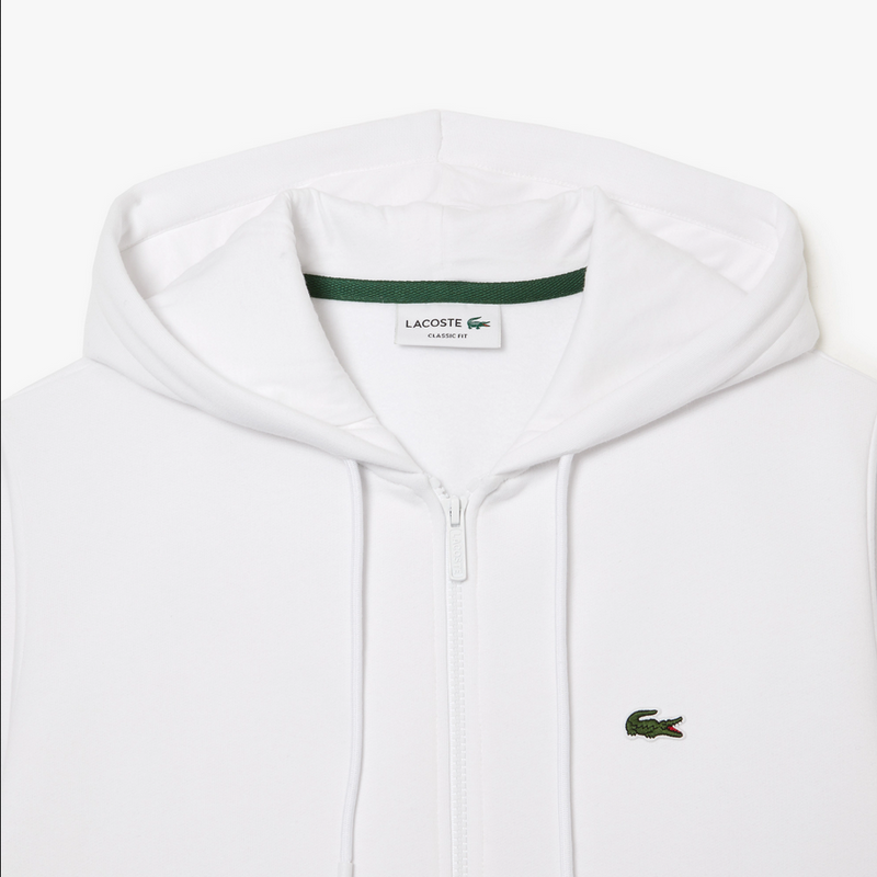Lacoste Men’s Kangaroo Pocket Color-Block Sweatshirt Hoodie & Tapered Fit Fleece Trackpants Set White 001 men tracksuit by Lacoste | BLVD