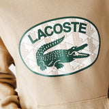 Lacoste Men's Loose Fit Branded Monogram Hooded Sweatshirt Beige men hoody by Lacoste | BLVD