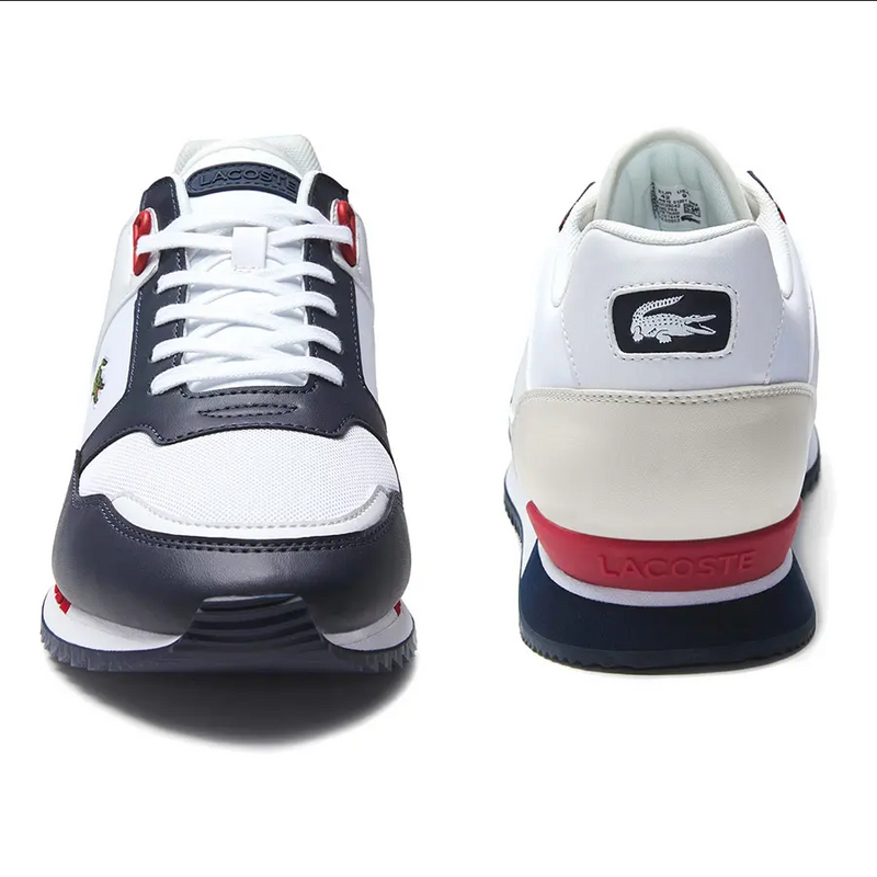 Lacoste Men's Partner Piste Synthetic and Textile Trainers White Navy - BLVD