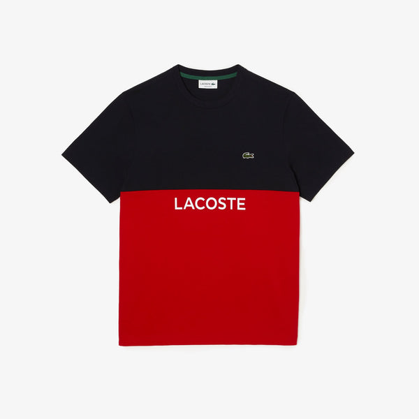 Lacoste Men’s Regular Fit Cotton Jersey Colourblock T-shirt & Shorts Set -Navy Blue Red MEN SHORTS SET by Lacoste | BLVD