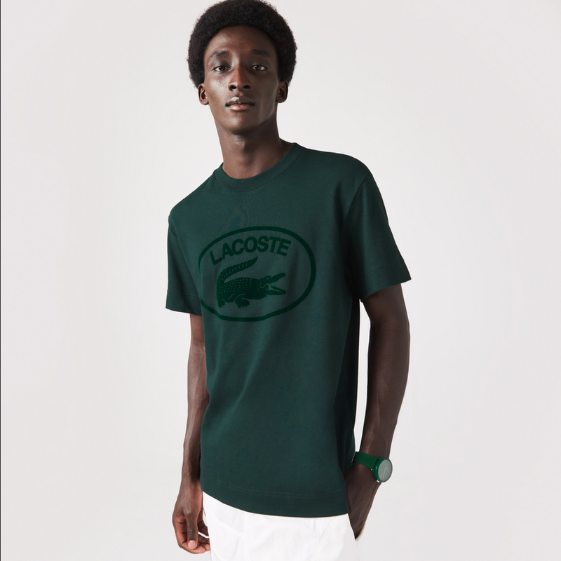 Lacoste Men's Relaxed Fit Tone-On-Tone Branded Cotton T-Shirt Green Yzp MEN Tees by Lacoste | BLVD