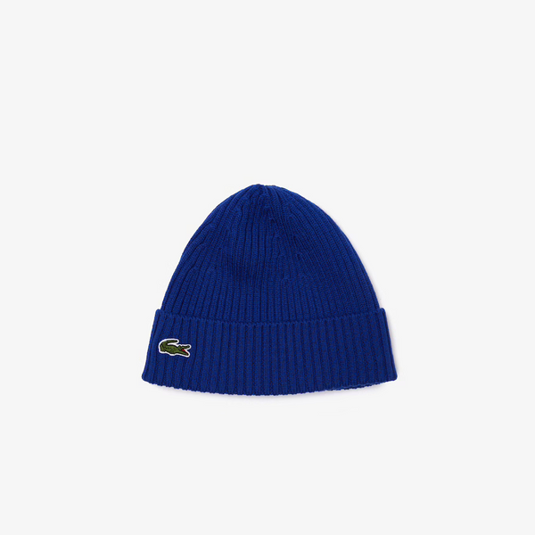 Lacoste Men's Ribbed Wool Beanie Royal Blue ONE SIZE HATS by Lacoste | BLVD