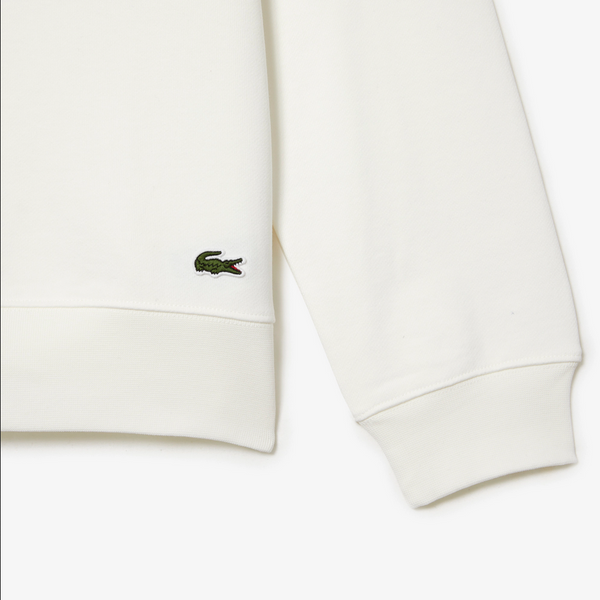 Lacoste Men’s Round Neck Unbrushed Fleece Sweatshirt - White 70V MEN CREWNECK by Lacoste | BLVD
