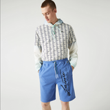 Lacoste Men's Signature And Crocodile Print Crew Neck Cotton T-shirt & Shorts Set Blue Chine MEN SHORTS SET by Lacoste | BLVD