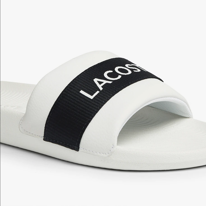 Lacoste Men's Textile Logo Slides White & Navy • 042 - BLVD